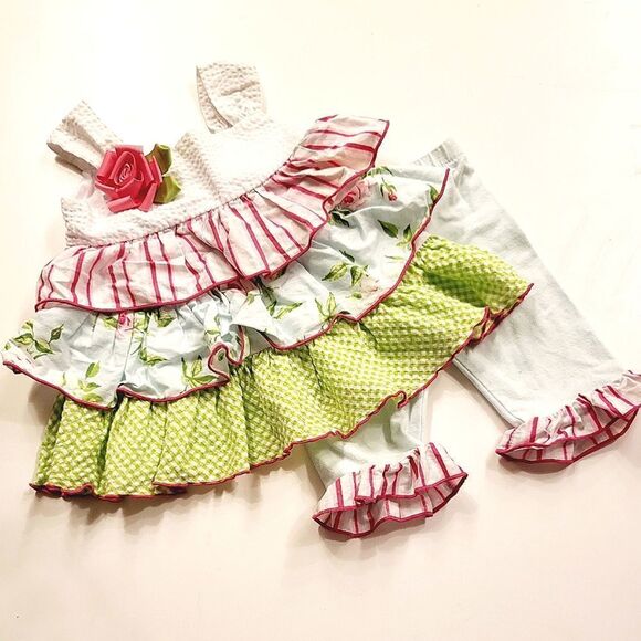 Bonnie Baby Tiered Ruffle Floral Tunic and Leggings - Picture 4 of 8